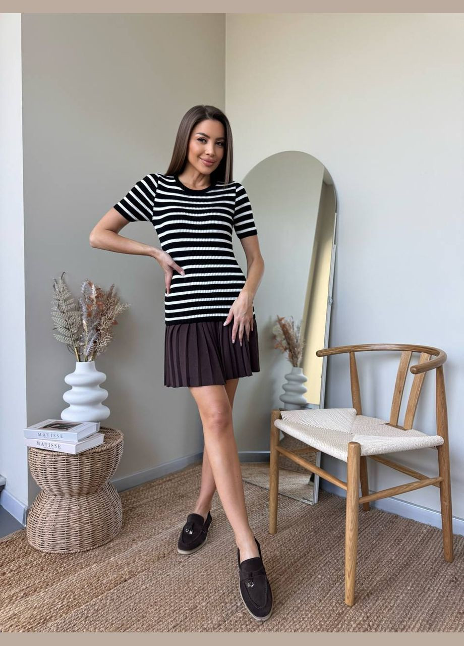 Женская базовая футболка в полоску MonCher - (329826793)