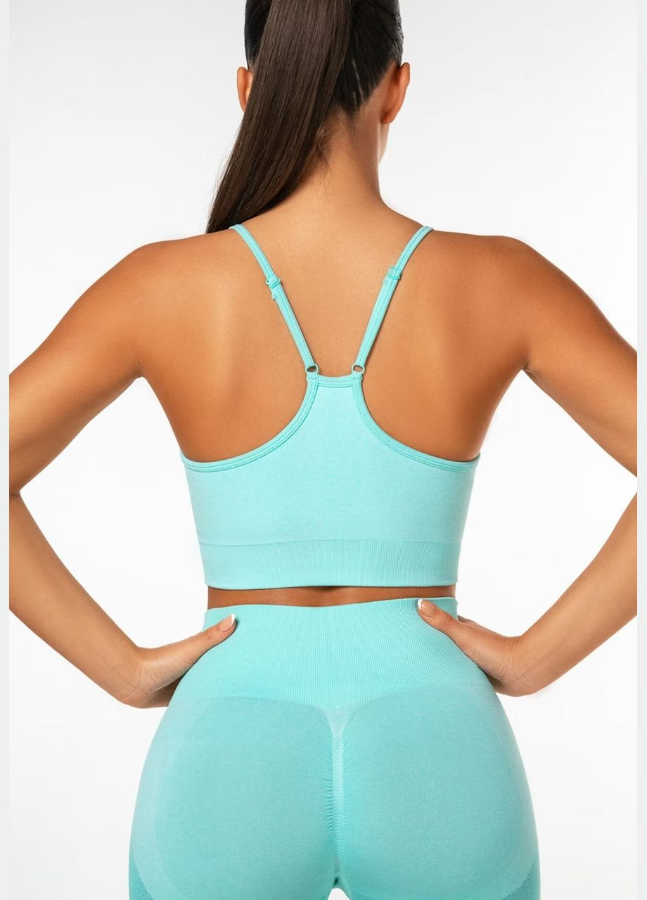 Топ для фітнесу та йоги з пуш-ап ефектом бірюзового кольору, розмір L Trends (330757072)