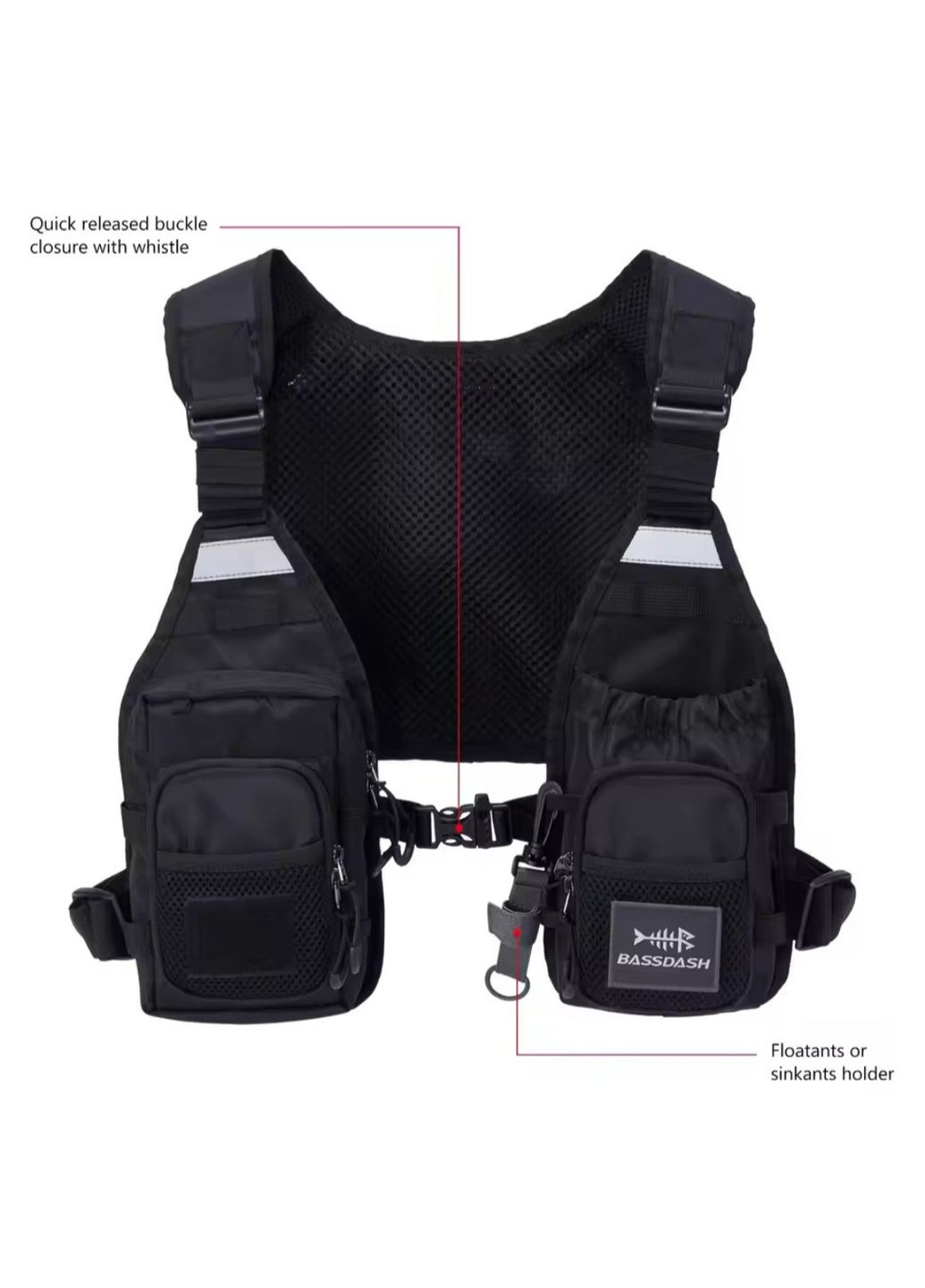 Рибацький та туристичний жилет BASSDASH,легкий жилет спінінгіста для риболовлі( ) Bassday (365963607)
