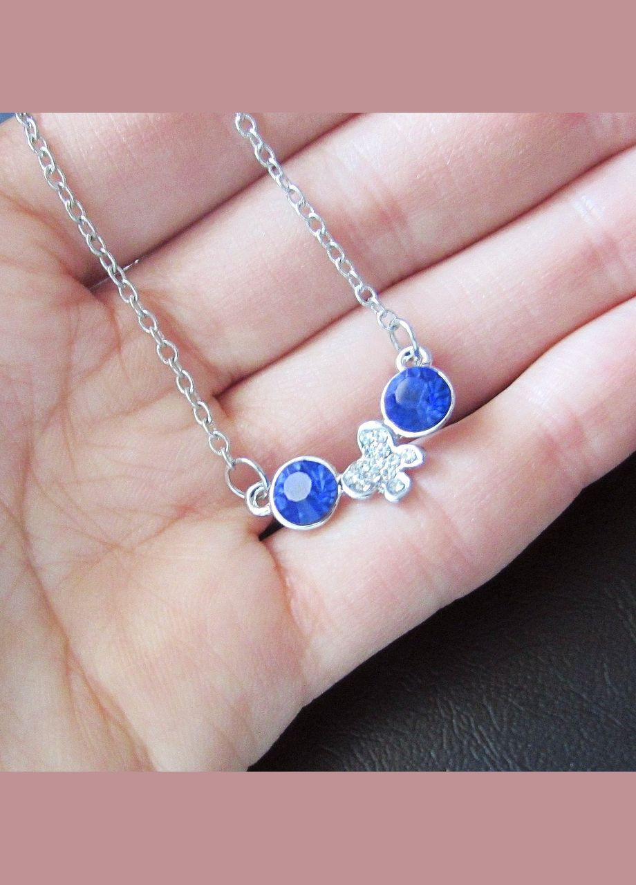 Ювелірний кулон метелик з синіми кристалами на ланцюгу, арт. 9636 Fashion Jewelry (336950515)