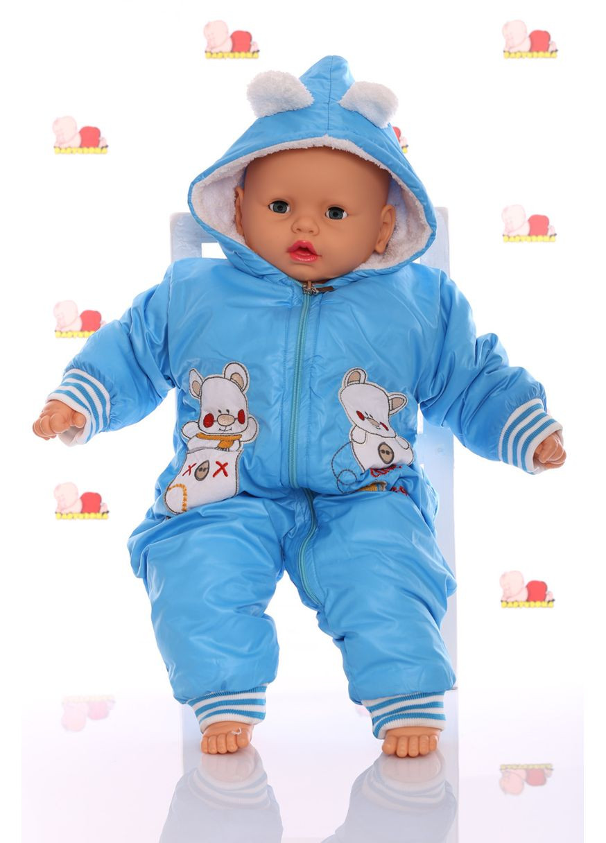 Чоловічок для хлопчика на махрі ведмедика блакитний 74 см (26253) BABYKROHA (297199915)