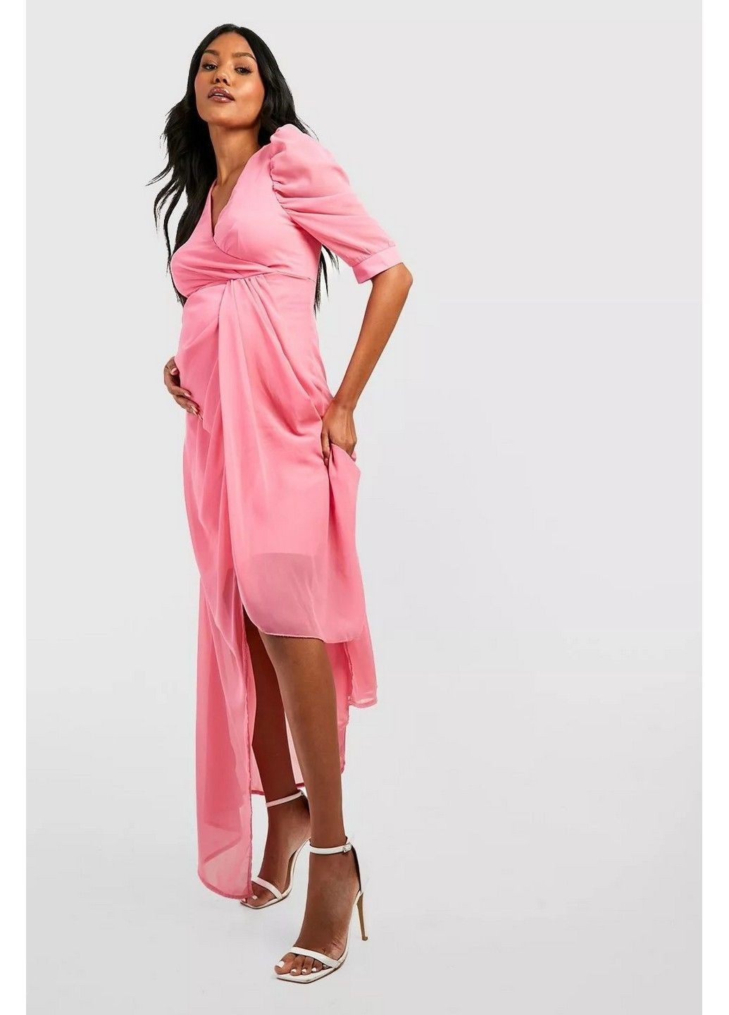 Розовое кэжуал платье для беременных Boohoo однотонное