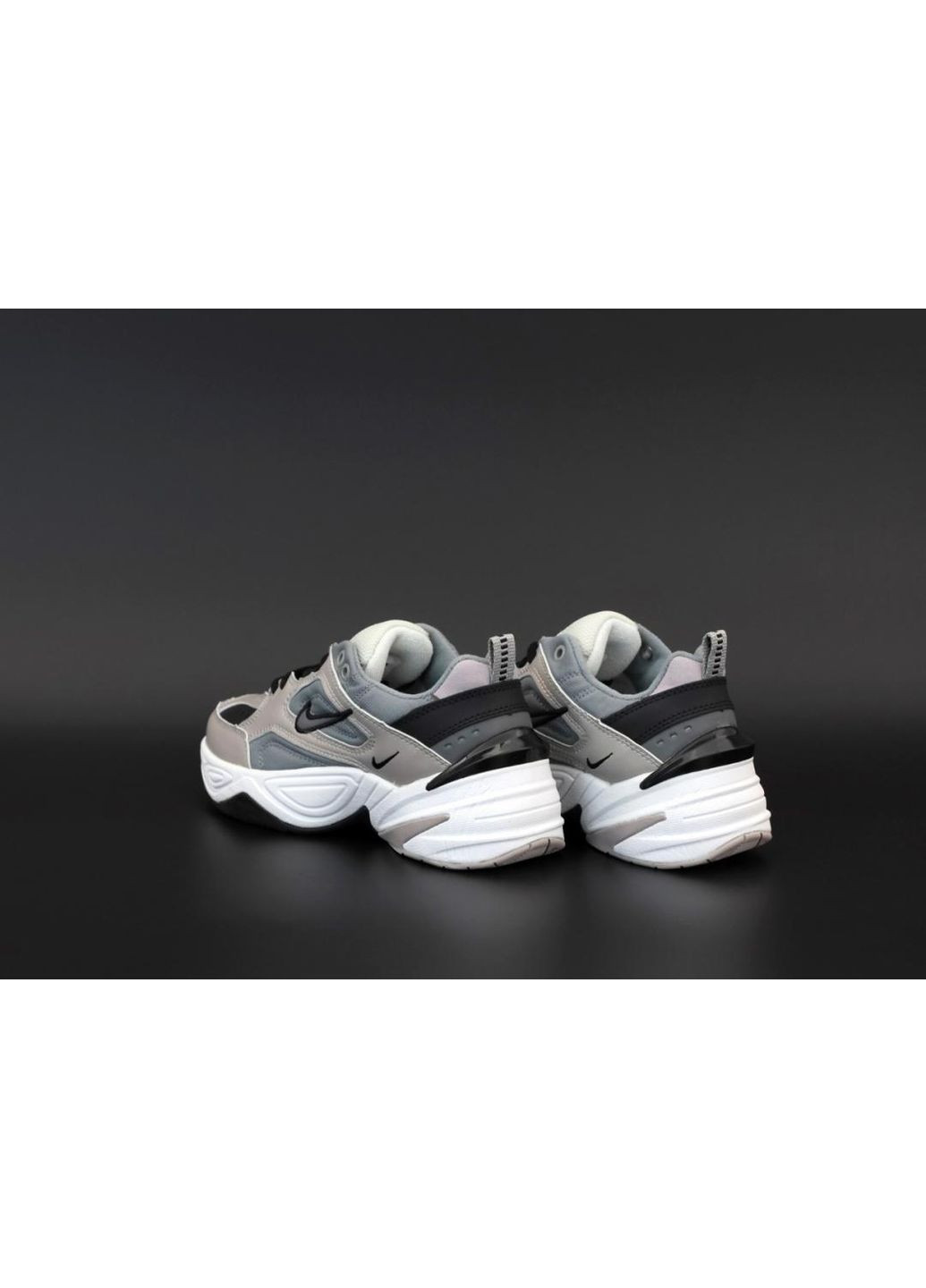 Серые демисезонные кроссовки мужские nike m2k tekno grey white black найк м2к текно No Brand