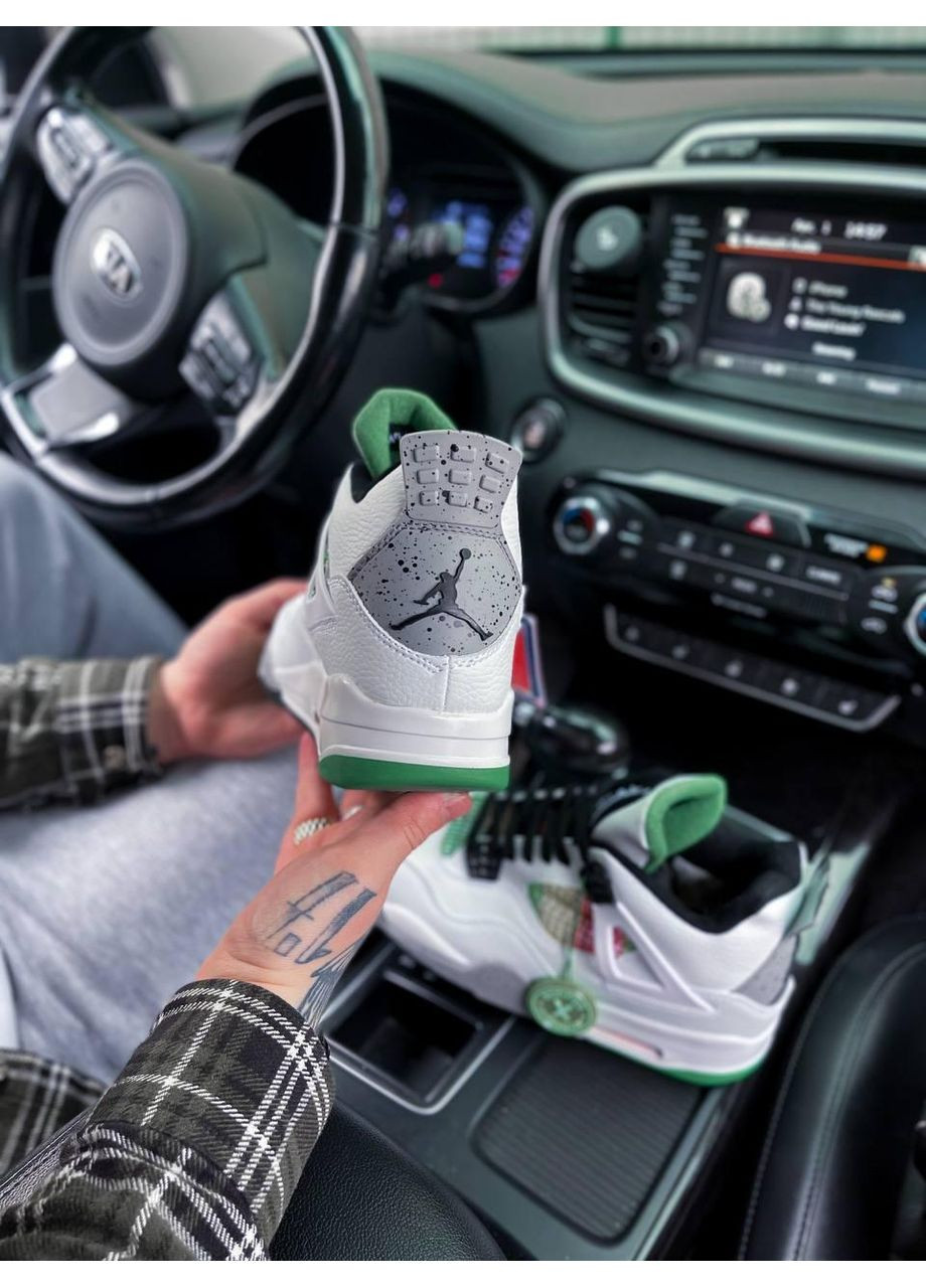 КРОССОВКИ ЖЕНСКИЕ NIKE AIR JORDAN 4 RETRO LUCID GREEN RASTA НАЙК АИР ДЖОРДАН No Brand серые демисезоны (367168724)