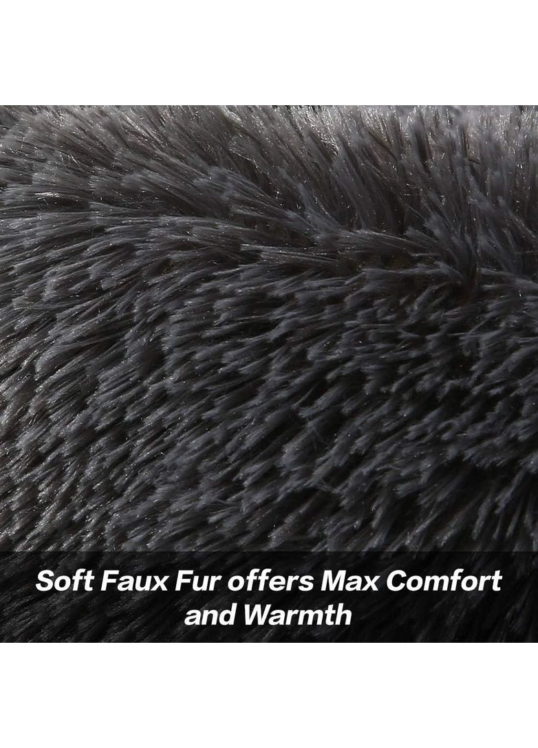 Лежанка для собак і котів кругла 80 см – м’яке плюшеве ліжко з бортиками, темно-сіра, нековзке дно China (351855064)