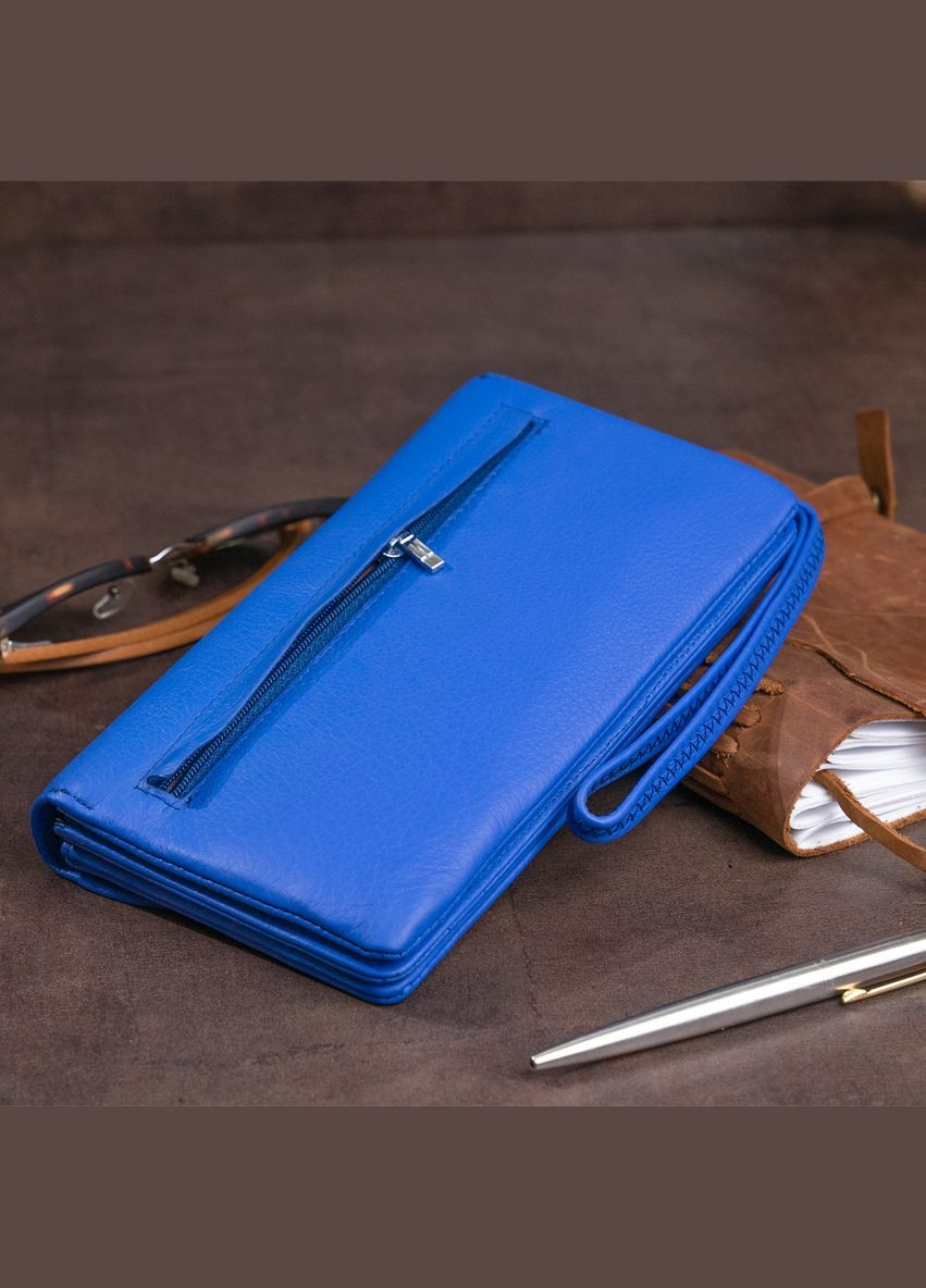 Жіночий клатч із натуральної шкіри з відділенням для карт та документів синій (sku_19319) No Brand (328219017)