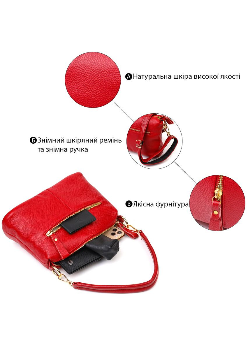 Женская сумка через плечо из натуральной кожи с карманами Vintage Красная (sku_22136) No Brand (329853394)