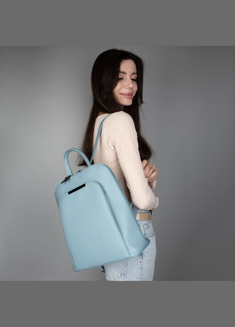 Рюкзак жіночий шкіряний міський 01345 блакитний Virginia Conti (329851018)