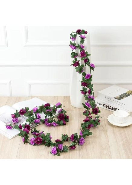 Искусственные цветы лиана, для декора комнат, террариумов и прочего, 2,5 метра, имитация живых цветов, фиолетовый No Brand (370290246)