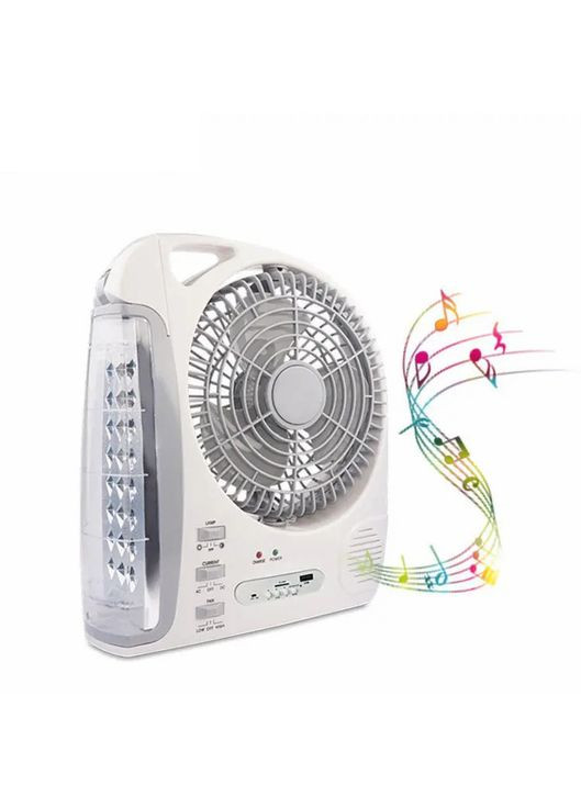 Портативный вентилятор с солнечной батареей с LED фонарем и радиоприемником 2 скорости мини кондиционер 6 в 1 (S4101) Home (361161971)