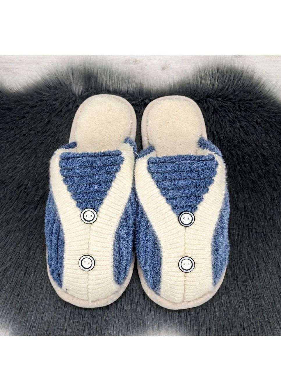Голубые тапочки домашние теплые Fashion