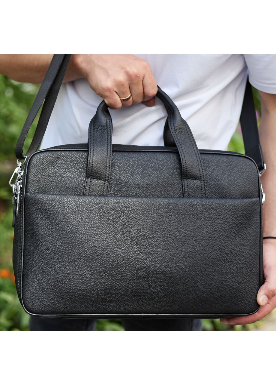 Чоловічий портфель на плече 40х28х10, офісний шкіряний месенджер, чоловіча ділова сумка для міста, чорний No Brand (365866888)