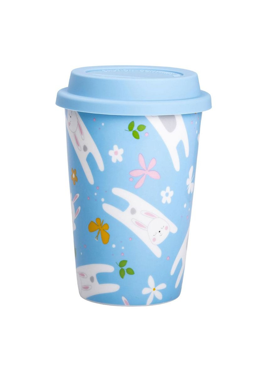 Керамический стакан с силиконовой крышкой и отверстием для трубочки 420 (мл) кружка без ручки No Brand (369472977)