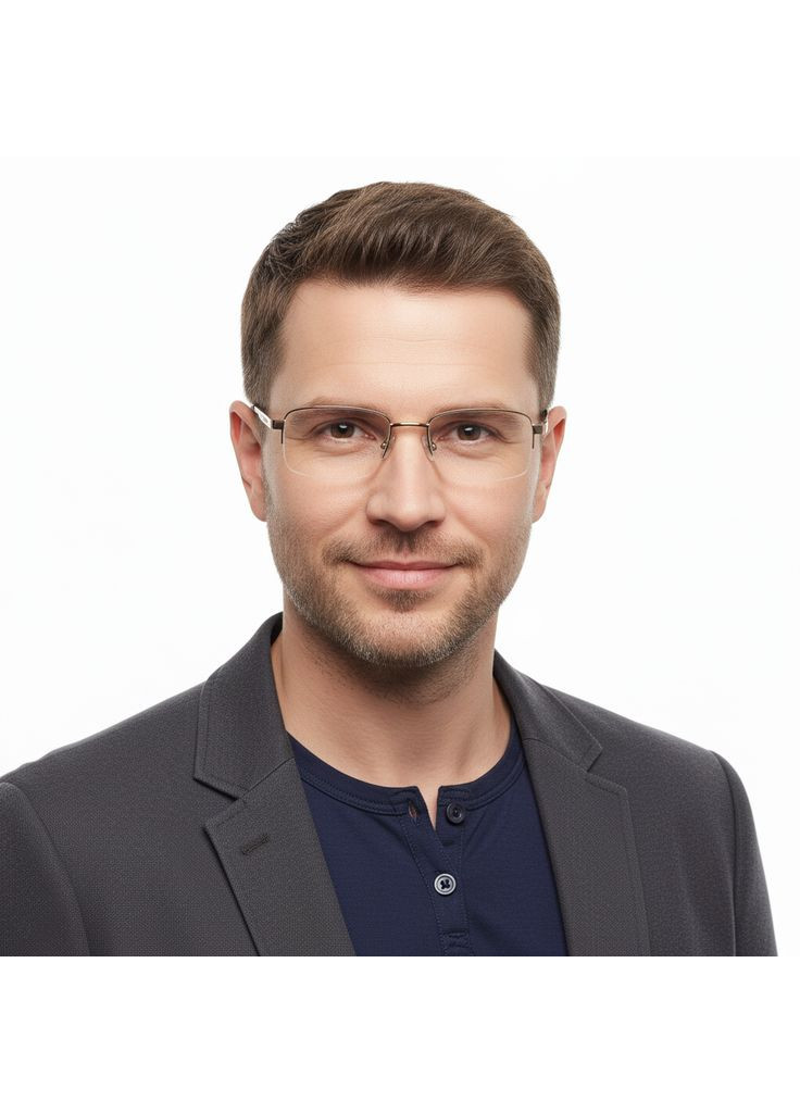 Готові чоловічі окуляри напівправні для зору в металевій оправі на флексі плюс і мінус. Код 217 М1 +3.0 No Brand (370568542)