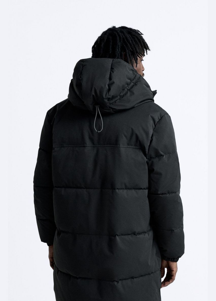 Черная зимняя куртка Zara зимова подовжена 3918/422 BLACK