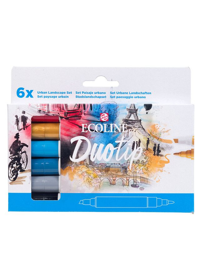 Набір маркерів акварельних двосторонніх ECOLINE DUO TIP Urban Landscape 6шт Royal Talens (362579811)