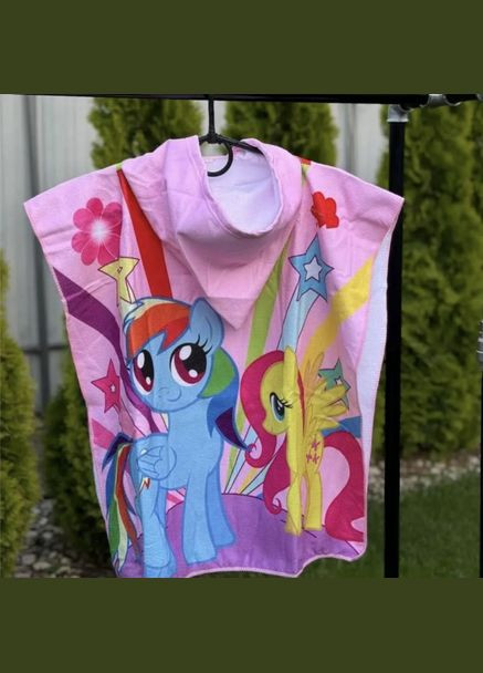 Пончо для розового цвета полотенце с рисунком. Детское полотенце-пончо с капюшоном. No Brand (345064729)