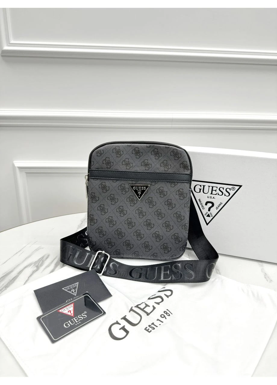 Чоловіча Сумка Гес Брендова Чорна Шкіряна Базова Барсетка Guess Vezzola Smart Mini Crossbody Seli No Brand (392698774)