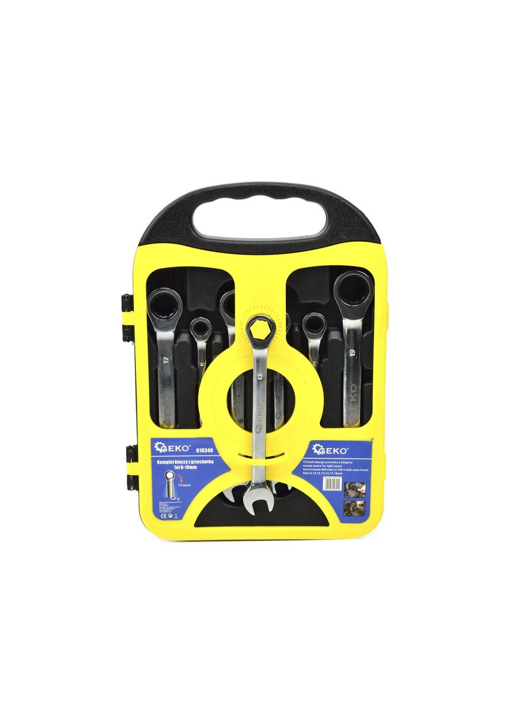 Ключі рожково-накидні з трищіткою, комплект 7 штук 8-19мм Geko (313400488)
