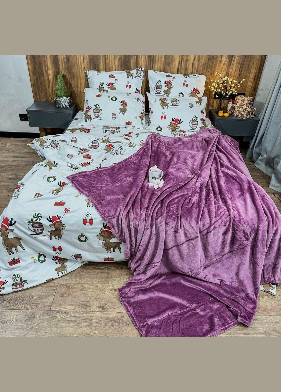 Плед микрофибра велсофт однотонный двуспальный 180х200 беж (М-lel-002) No Brand (306633568)