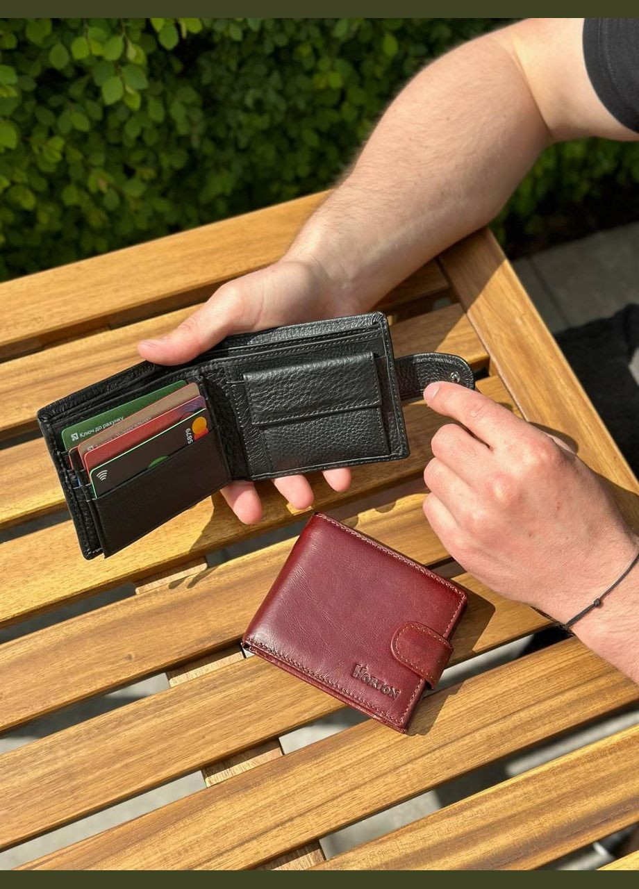 Чоловічий гаманець натуральний гаманець чорний, коричневий HORTON 208 ST Leather Accessories (359398551)