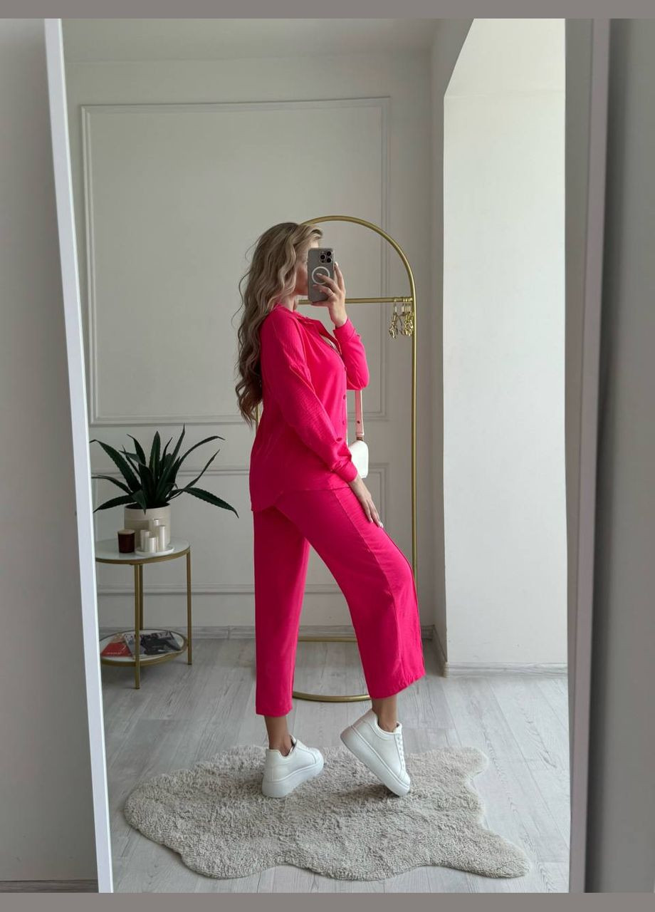 Костюм двойка женский малинового цвета, повседневный лёгкий и очень удобный для прогулок,пикников и ланчей на веранде No Brand 476-6 (323000513)