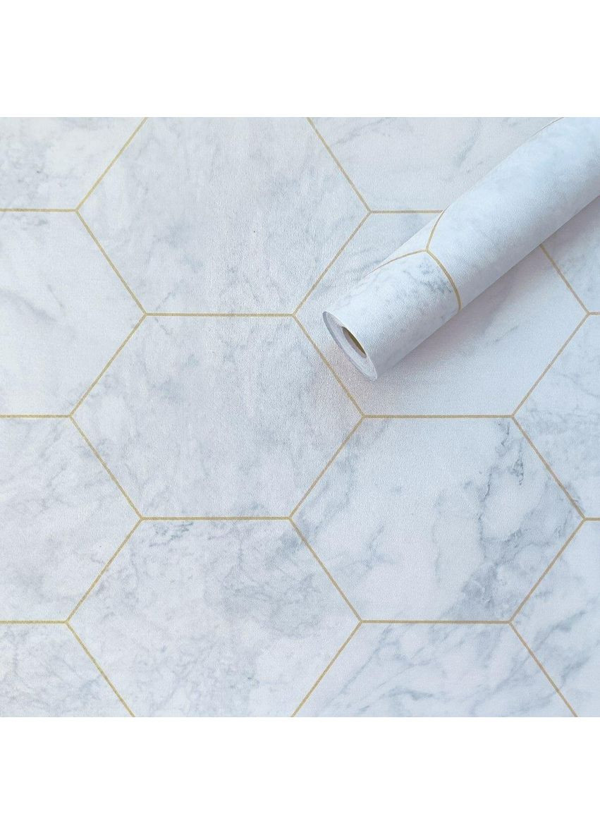 Самоклеюча плівка 0,45х10м х 0,07мм Малахітовий мармур золоті соти SW-00001214 Sticker Wall (354658544)