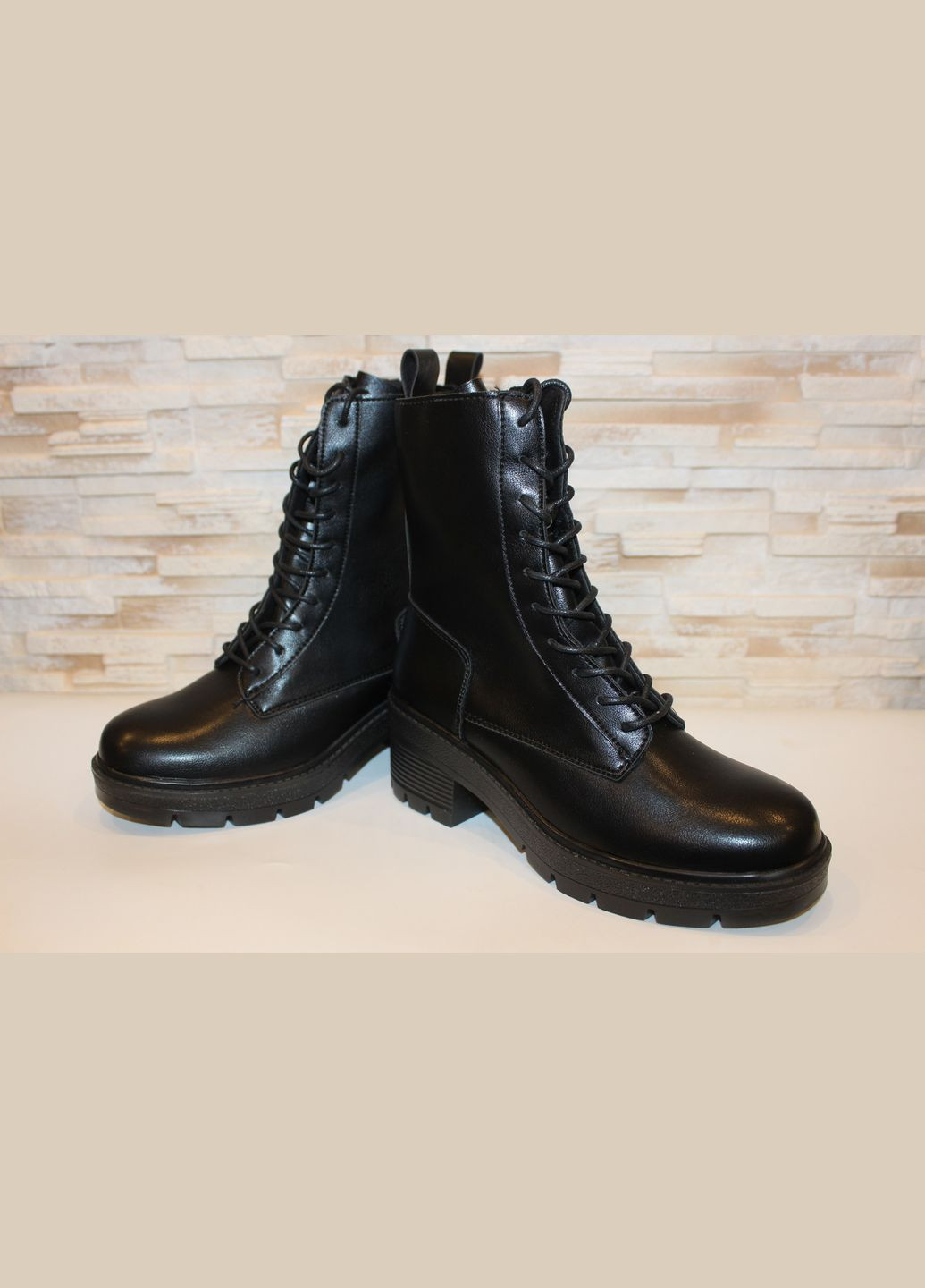 Осенние ботинки женские демисезонные черные берцы No Brand без декора из искусственной кожи