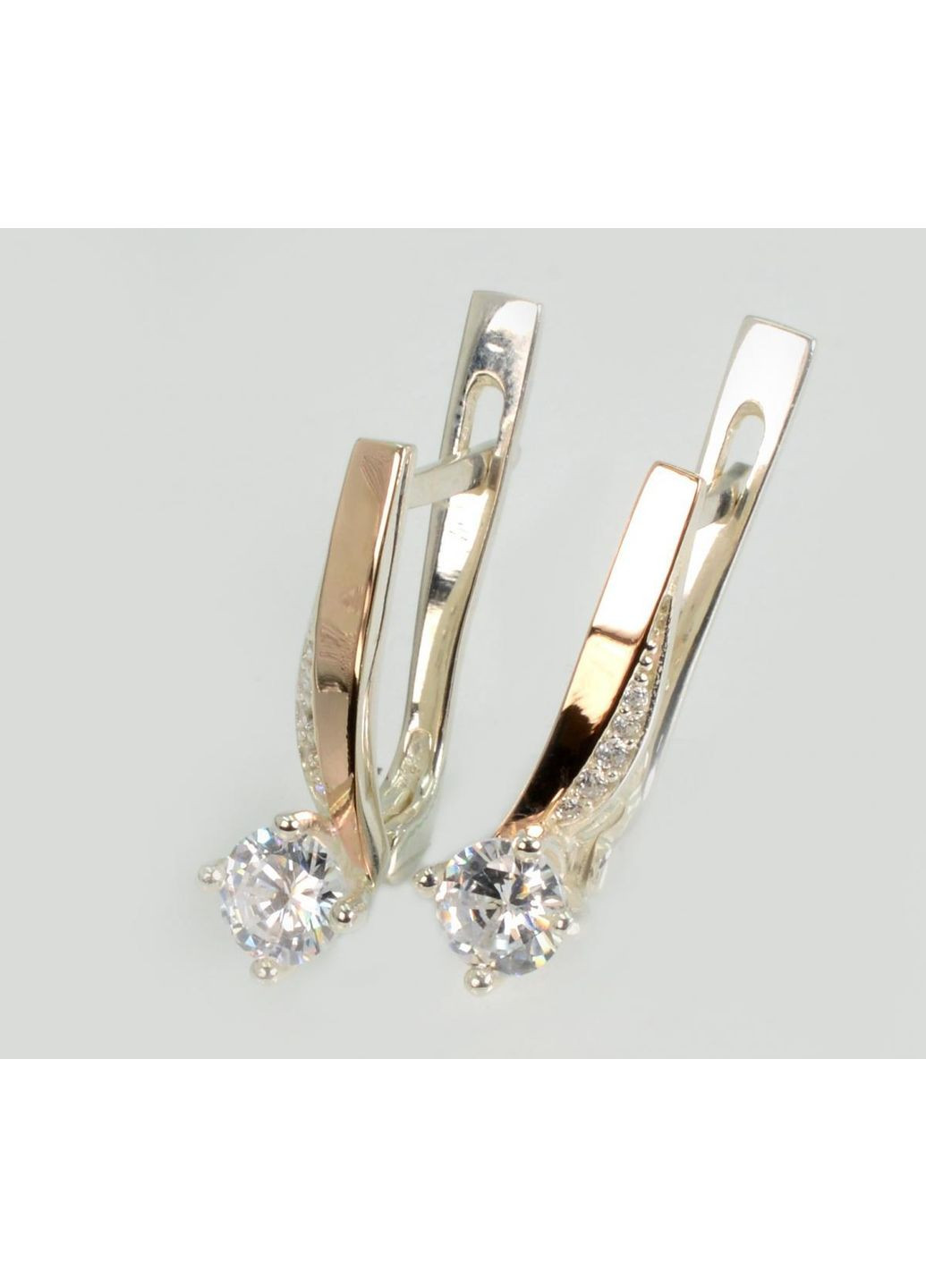 Срібні сережки з золотими пластинами Silver Style (367113158)