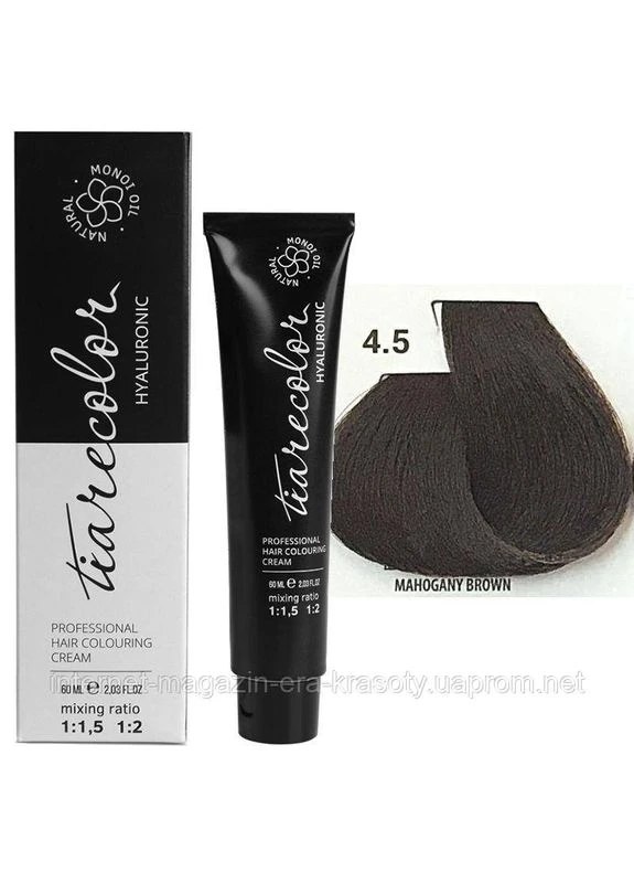 Крем-краска 4.5 шатен махагон Hair Coloring Cream, 60 мл Tiarecolor (396362251)