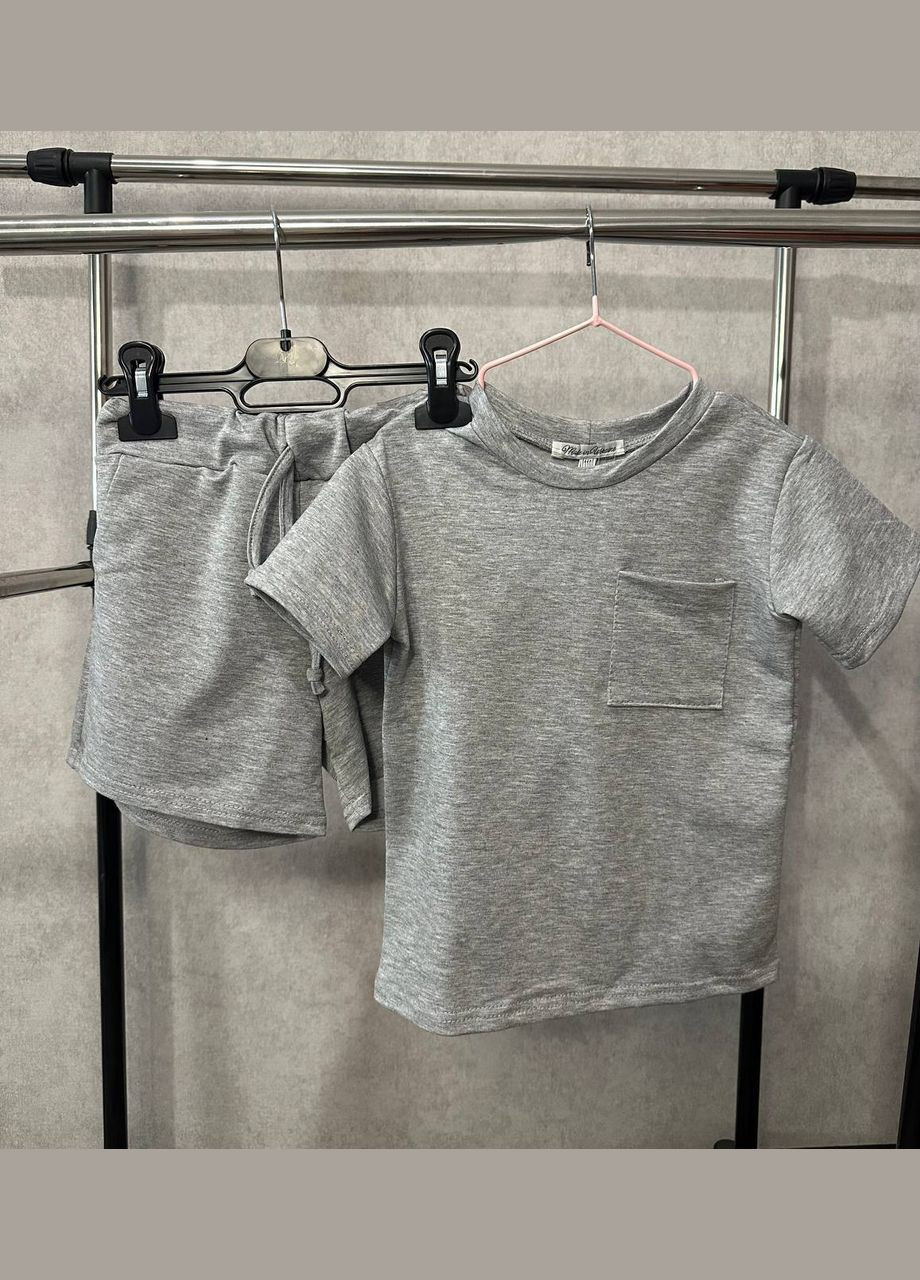 Серый летний детский костюм с шортами Україна