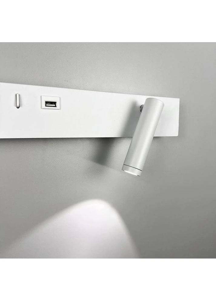Белый бра с поворотным спотом справа + разъем USB LineF (398356816)