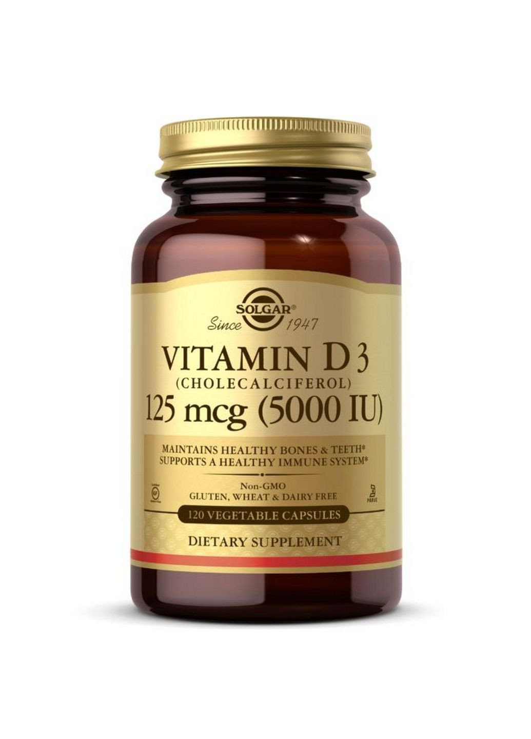 Витамины и минералы Vitamin D3 125 mcg, 120 вегакапсул Solgar (294925660)