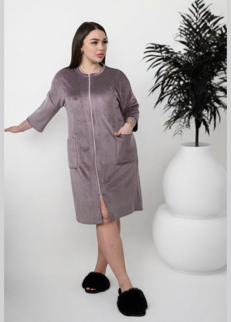 Жіночий велюровий халат великих розмірів N.EL. (323159084)