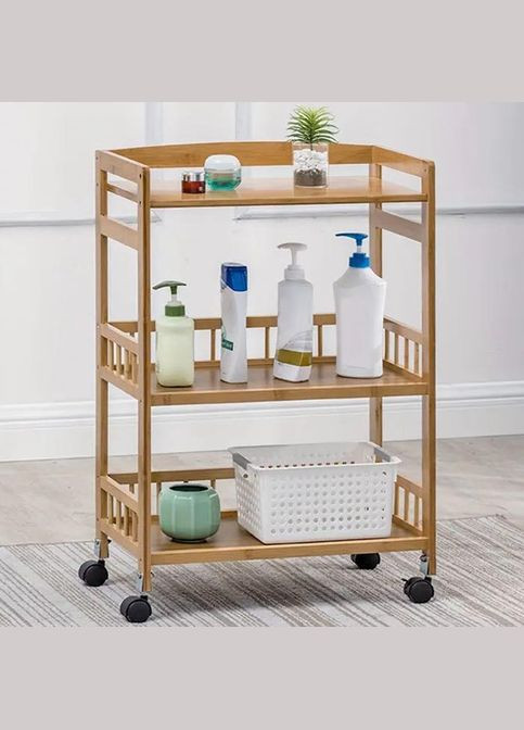 Этажерка из дерева для ванной на колёсиках Комуния сиена (АБТ-006305) No Brand (328209270)