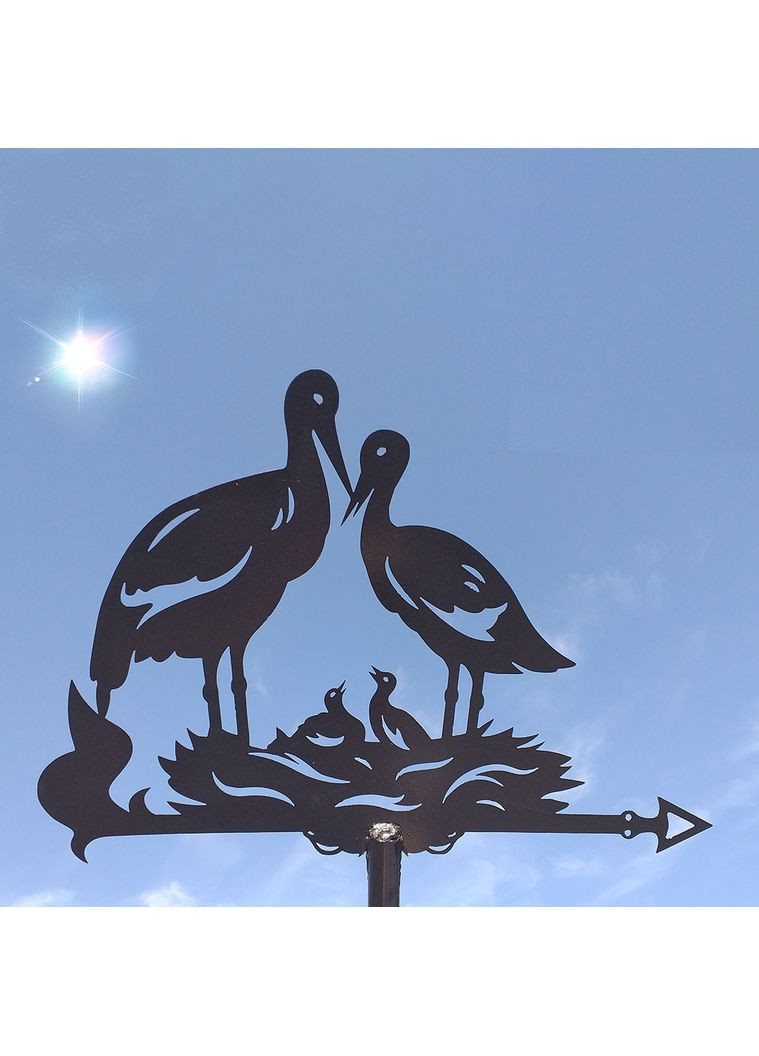 Флюгер Аисты с двумя птенцами, флюгер на крышу из металла 2 мм. No Brand (368896699)