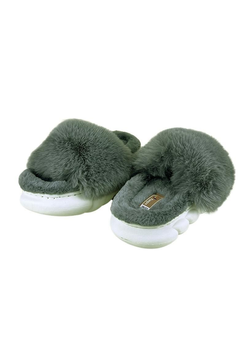 Серые домашние тапочки женские меховые серые 5907-3 Sanlin