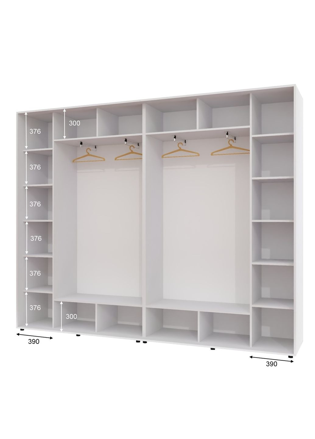 Шкаф-купе четырехдверный 300*45*240 Белый 2 ДСП/2 Зеркала с пескоструйным рисунком Алекса (360436532)