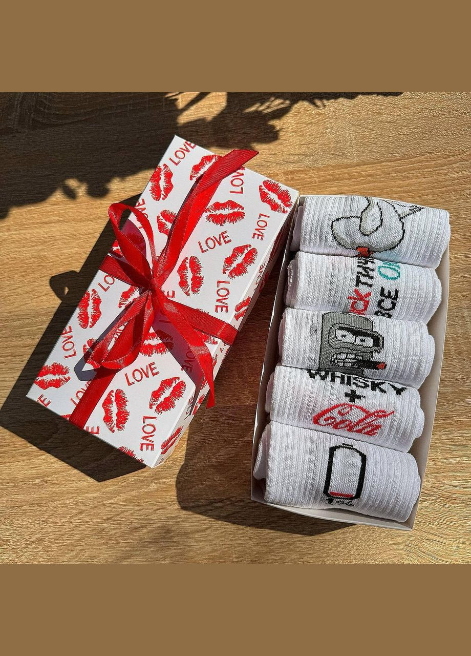 Комбіновані набір чоловічих шкарпеток 40-45 на 5 пар у подарунковій коробці Vakko (306515794)