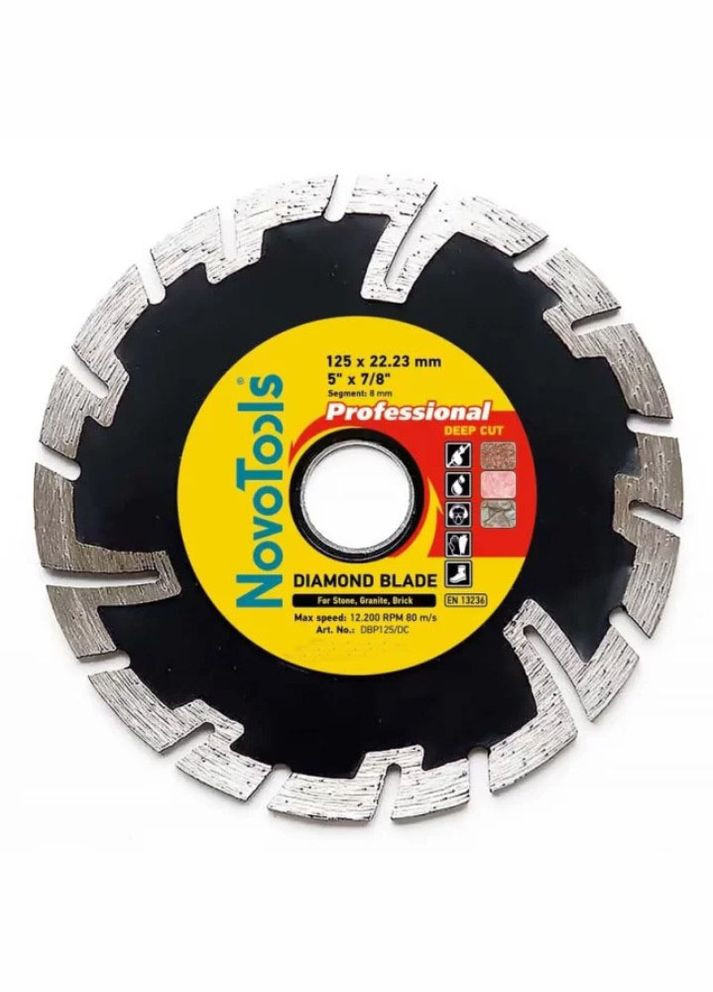 Алмазний диск Professional Deep Cut (125х8х22.23 мм) круг відрізний сегмент (23235) NovoTools (286423566)