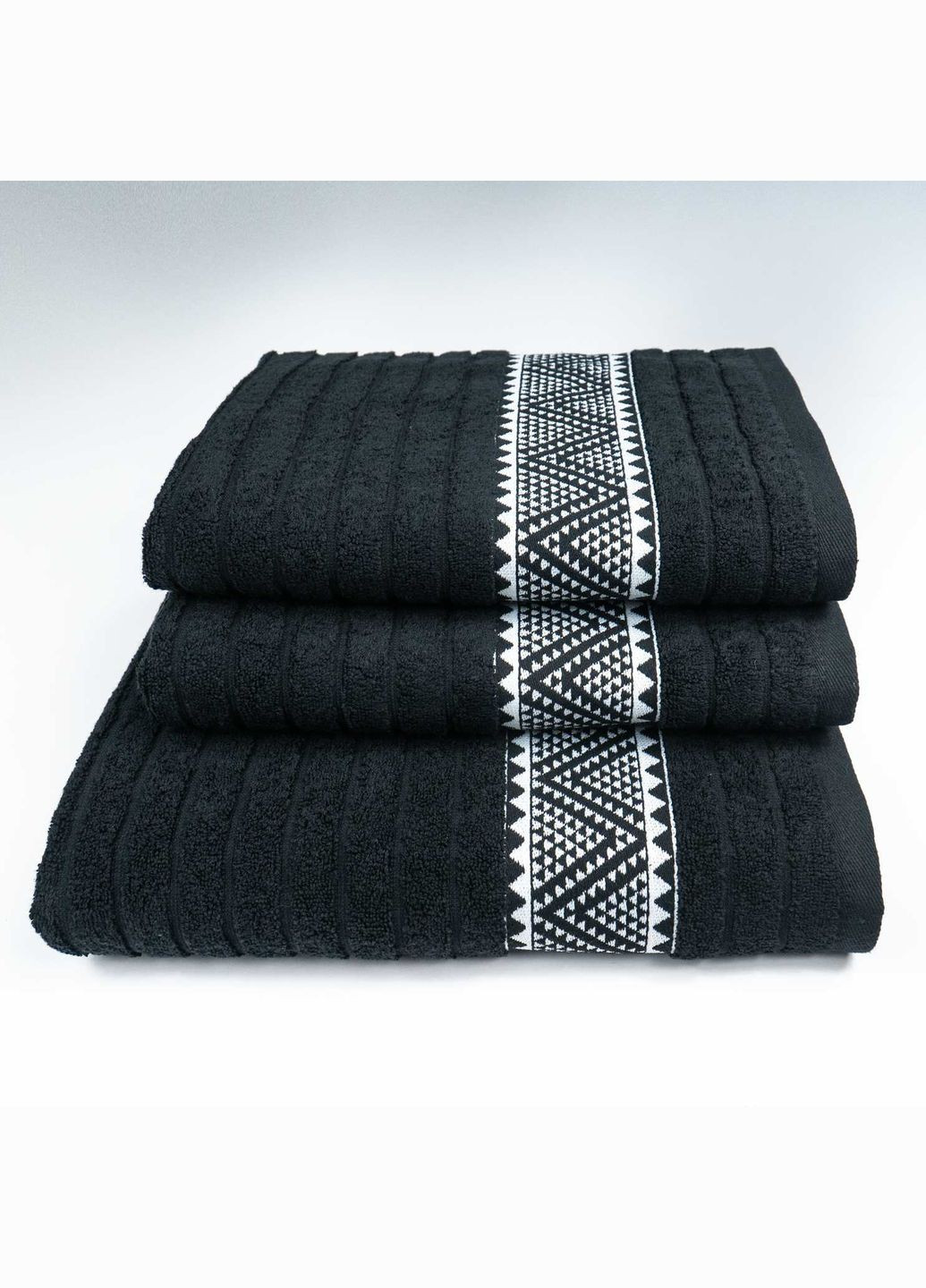 GM Textile комплект махровых полотенец зипп 3шт 50х90см, 50х90см, 70х140см 500г/м2 () черный производство -