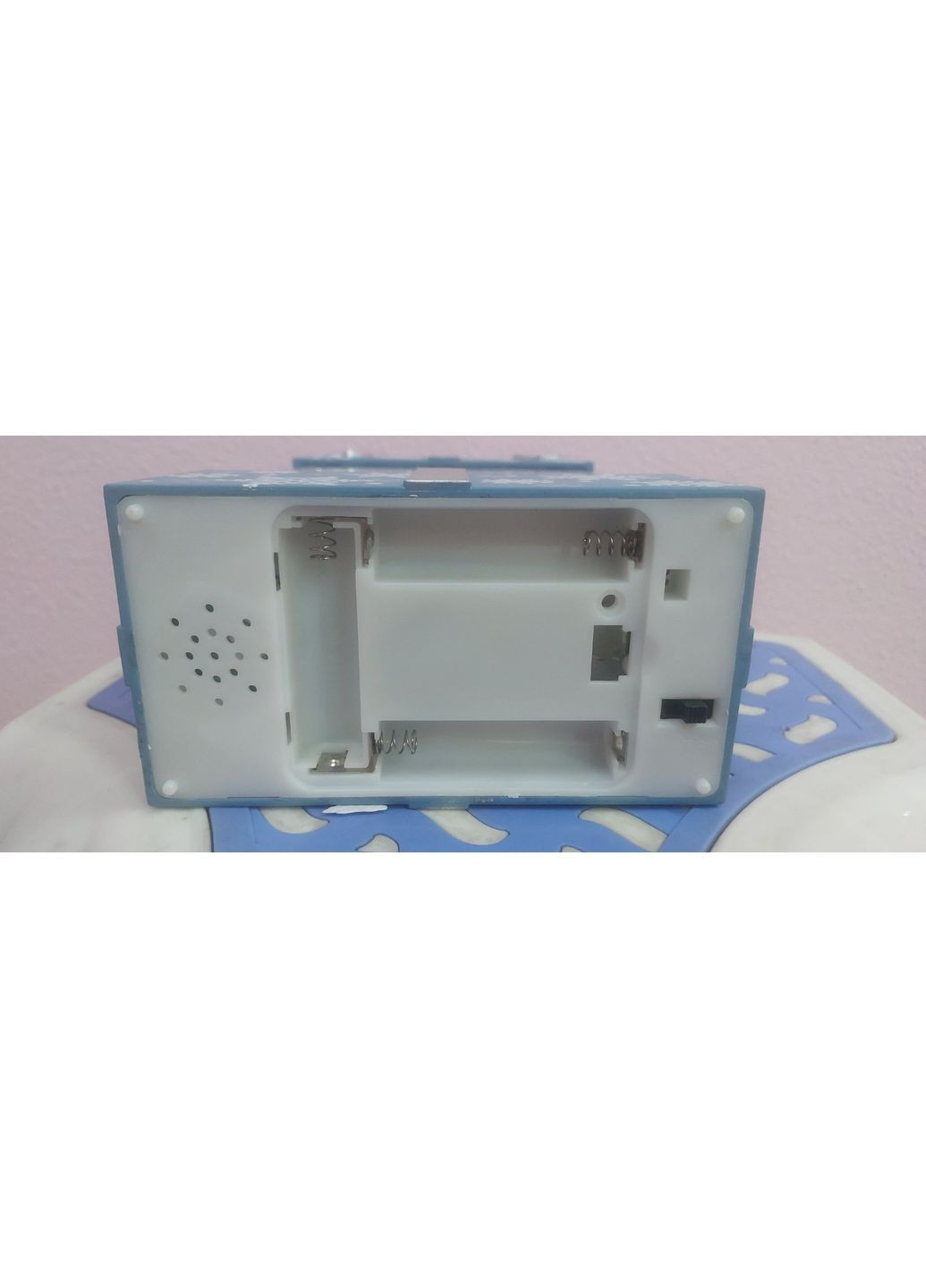 Новорічний декоративний музичний ліхтар світильник з Бантом Сніговик WDL-22018 зі снігом на батарейках та USB Блакитний No Brand (367261933)