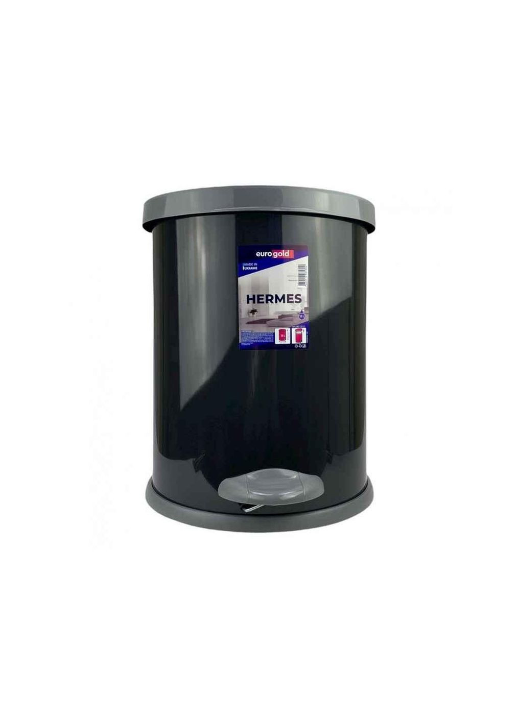Мусорник 12л черный металл.с пластик.крышкой 801312ч ТМ EURO GOLD Eurogold (334728826)
