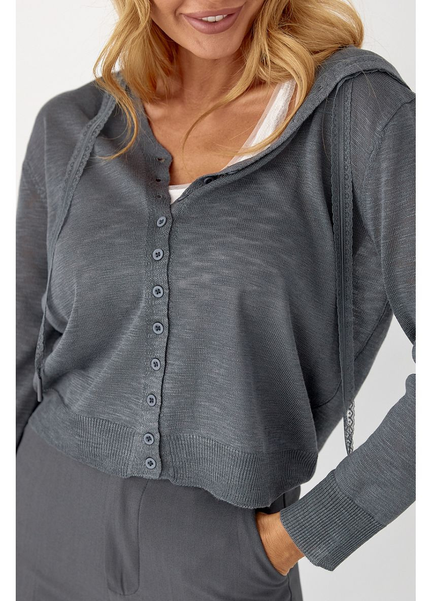 Темно-серый демисезонный кардиган Lurex