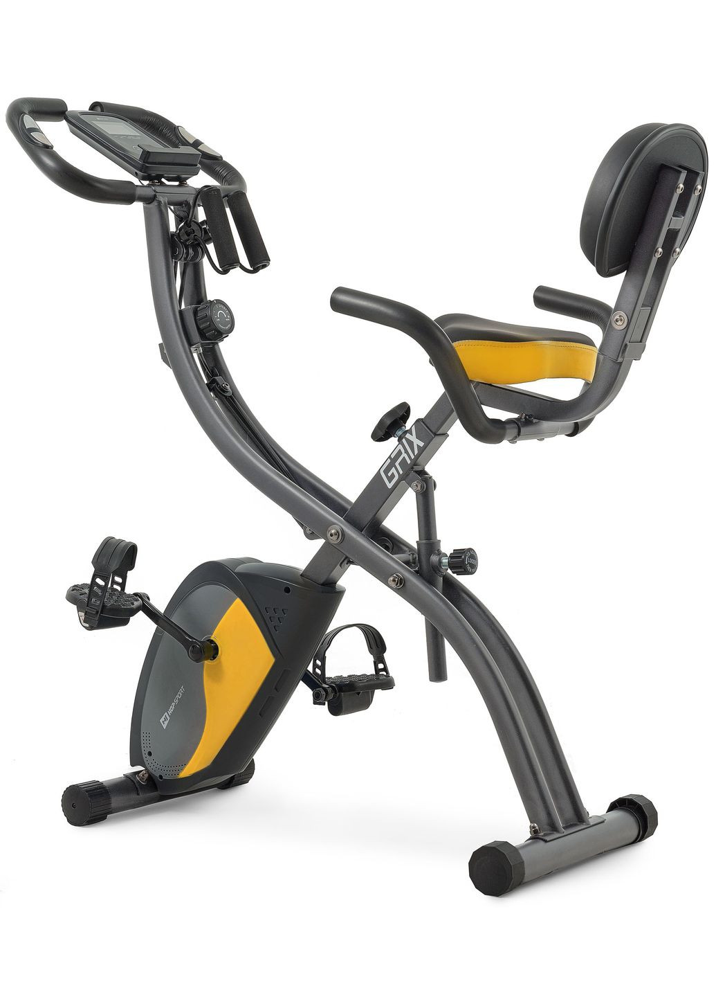 Велотренажер магнитный HS-3010X Grix X-Bike с эспандерами серо-желтый Hop-Sport (361951526)