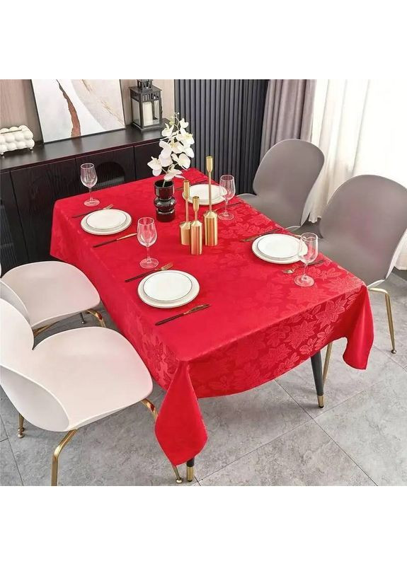 Жаккардовая скатерть Leeseph Рождественник 130×180см красная Мальва (369489875)