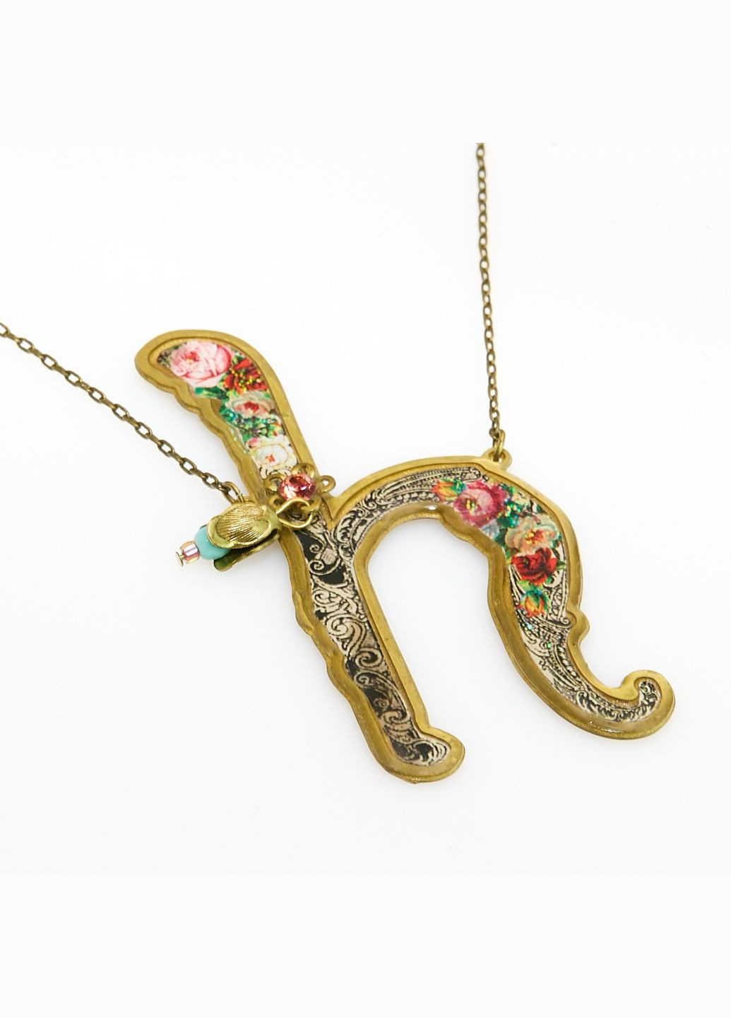 Кулон из латуни в виде буквы "h" с кристаллами Swarovski Michal Negrin (346241855)