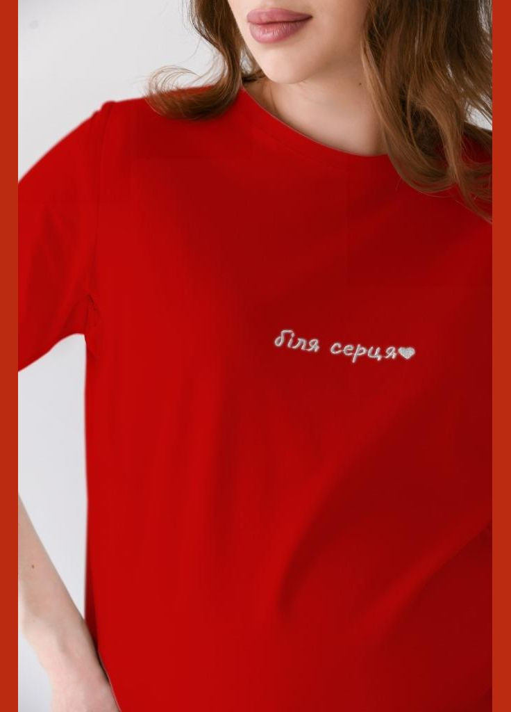 Червона легка футболка для вагітних та годуючих з якісного бавовняного матеріалу Мамин Дім