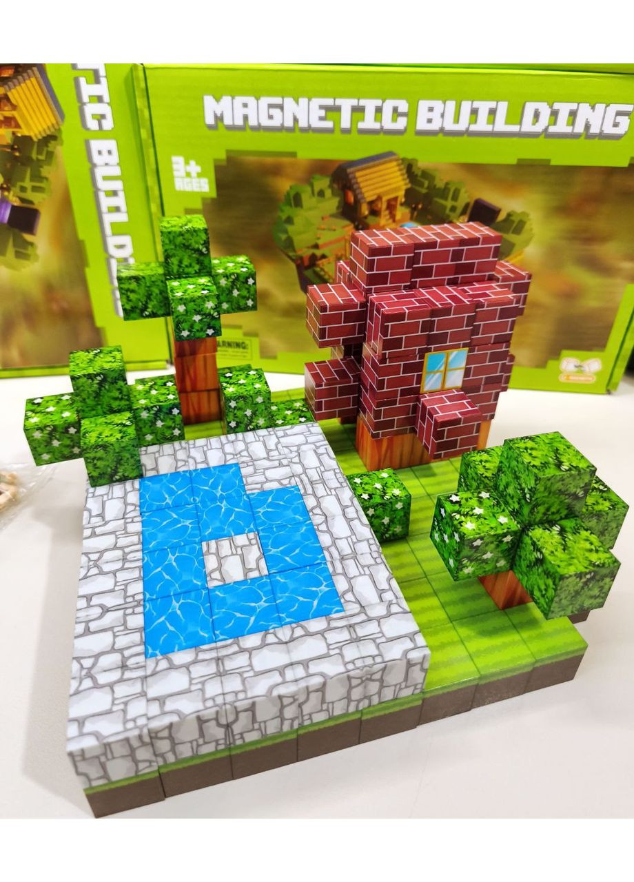 Магнитный конструктор Майнкрафт Бассейн и дом Minecraft My World T111 177 шт No Brand (358936358)