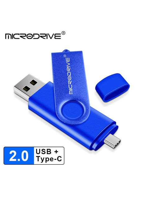 USB Флешка 2в1 512ГБ Type-C/USB для телефону, комп'ютера OTG 512GB Синій Microdrive (335835019)